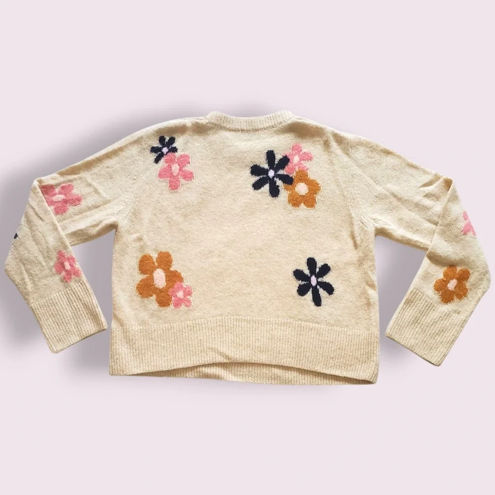 Rails Womens Large Anise‎ Jewel Floral Embroidered Crew Neck Sweater Pullover